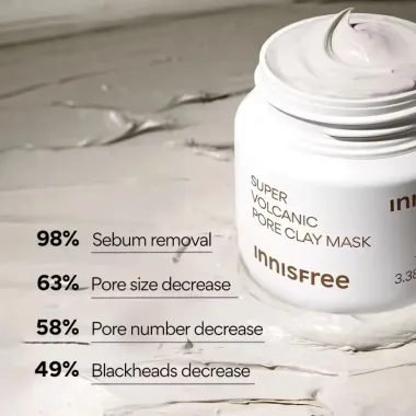 Mặt nạ đất sét Innisfree Super Volcanic Pore Clay Mask 2X 100ml – Khắc tinh mụn đầu đen từ tro núi lửa Jeju Hàn Quốc