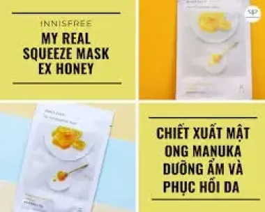 Mặt nạ giấy Innisfree My Real Squeeze Mask 20ml (Trà xanh & Mật ong) – Tinh túy dưỡng da từ thiên nhiên đảo Jeju Hàn Quốc