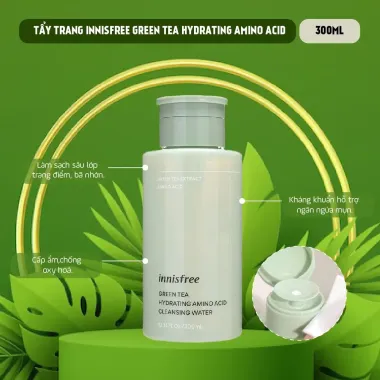 Nước tẩy trang Innisfree Green Tea Amino Acid Cleansing Water 300ml – Giải pháp thanh lọc da thuần khiết từ trà xanh Jeju Hàn Quốc