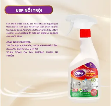 Siêu tẩy cặn canxi Obay 450ml – Giải pháp đánh bay vết ố cứng đầu, trả lại vẻ sáng bóng từ Thái Lan