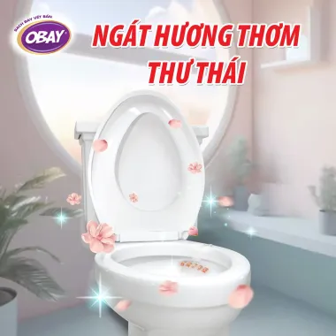 Viên treo vệ sinh bồn cầu Obay 50g hương Hoa Anh Đào – Giải pháp sạch thơm tự động, kháng khuẩn vượt trội từ Thái Lan