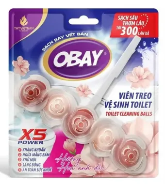Viên treo vệ sinh bồn cầu Obay 50g hương Hoa Anh Đào – Giải pháp sạch thơm tự động, kháng khuẩn vượt trội từ Thái Lan