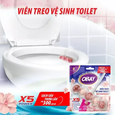 Viên treo vệ sinh bồn cầu Obay 50g hương Hoa Anh Đào – Giải pháp sạch thơm tự động, kháng khuẩn vượt trội từ Thái Lan