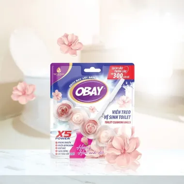 Viên treo vệ sinh bồn cầu Obay 50g hương Hoa Anh Đào – Giải pháp sạch thơm tự động, kháng khuẩn vượt trội từ Thái Lan
