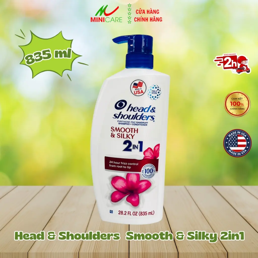 Dầu Gội Xả Head & Shoulders Smooth & Silky 2in1 (Mỹ)