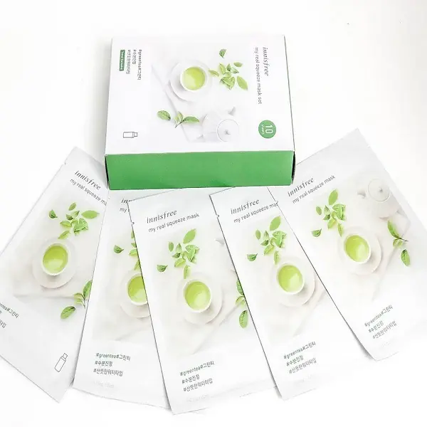 Mặt nạ giấy Innisfree My Real Squeeze Mask 20ml (Trà xanh & Mật ong) – Tinh túy dưỡng da từ thiên nhiên đảo Jeju Hàn Quốc