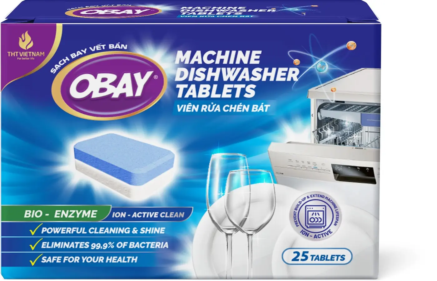 Viên rửa chén bát Obay Machine Dishwasher tablets 500g – Giải pháp làm sạch bát đĩa chuyên sâu, bảo vệ máy bền bỉ từ Thái Lan