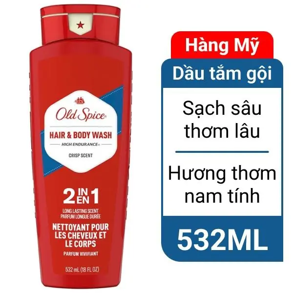 Tắm Gội Old Spice High Endurance Crisp Scent 2in1 532ml – Giải pháp 2in1 tiện lợi, sạch sâu & thơm lâu