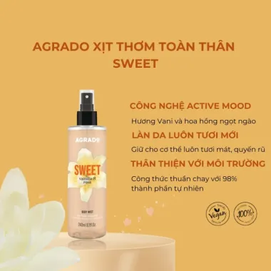 Xịt Thơm Toàn Thân Agrado Body Mist 240ml - Tây Ban Nha