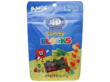 Kẹo dẻo Amos 4D 72g – Trải nghiệm ăn vặt sáng tạo, bùng nổ vị giác và thị giác