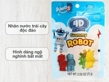 Kẹo dẻo Amos 4D 72g – Trải nghiệm ăn vặt sáng tạo, bùng nổ vị giác và thị giác