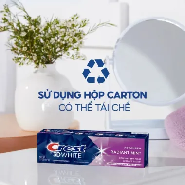 Kem đánh răng Crest 3D white Radiant Mint 107g – Làm trắng tự nhiên, thơm mát dài lâu