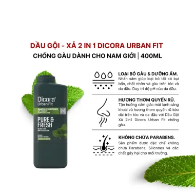 Dầu Gội Xả 2in1 Dicora Urban Fit Anti-Dandruff 400ml – Nhập khẩu Tây Ban Nha, sạch gàu & giảm ngứa cho nam