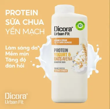 Sữa Tắm Dicora Urban Fit Protein Yogurt & Oats 750ml – Nhập khẩu Tây Ban Nha, dưỡng ẩm sâu & làm dịu da