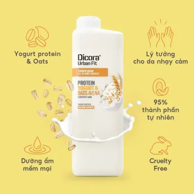Sữa Tắm Dicora Urban Fit Protein Yogurt & Oats 750ml – Nhập khẩu Tây Ban Nha, dưỡng ẩm sâu & làm dịu da