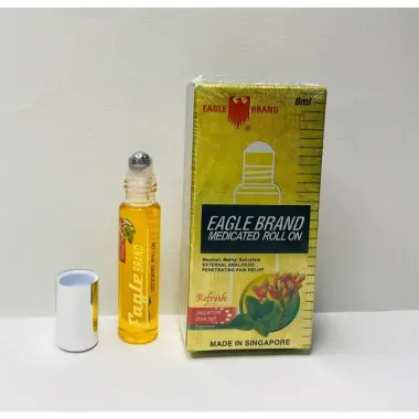Dầu gió Singapore Eagle Refresh màu vàng 12ml (chai lăn)