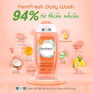 Dung Dịch Vệ Sinh Phụ Nữ Femfresh 250ml – Nhập khẩu Anh Quốc, dịu nhẹ & bảo vệ vùng kín