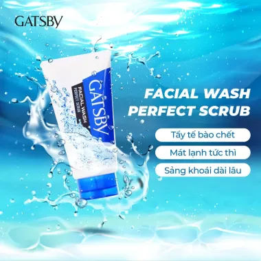 Sữa rửa mặt Gatsby Perfect Scrub 130g – Làm sạch sâu, giảm dầu & mát lạnh sảng khoái