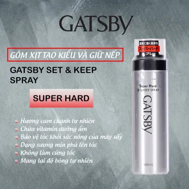 Keo xịt tóc Gatsby Super Hard (170g / 180g) – Nhập khẩu Nhật Bản, giữ nếp mạnh & đa dạng hiệu ứng 