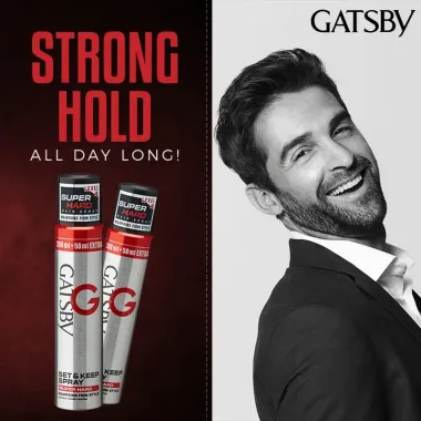 Keo xịt tóc Gatsby Super Hard (170g / 180g) – Nhập khẩu Nhật Bản, giữ nếp mạnh & đa dạng hiệu ứng 