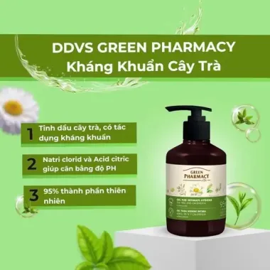 Dung Dịch Vệ Sinh Phụ Nữ Green Pharmacy Gel For Intimate Hygiene 370ml (Cây Trà / Cây Xô Thơm / Hoa Cúc)