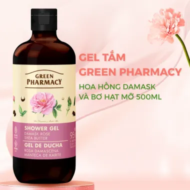 Gel Tắm Green Pharmacy 500ml (Cà Phê Xanh & Gừng / Hoa Hồng Damask & Bơ Hạt Mỡ / Oải Hương & Hạt Lanh)