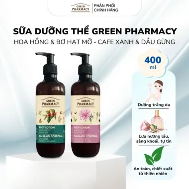 Sữa Dưỡng Thể Green Pharmacy 400ml (Cà Phê Xanh & Gừng / Hoa Hồng Damask & Bơ Hạt Mỡ)