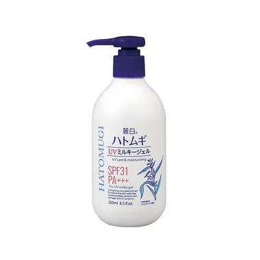 Sữa dưỡng thể chống nắng Reihaku Hatomugi UV Care & Moisturizing Milky Gel 250ml – Dưỡng ẩm & chống nắng chuẩn Nhật