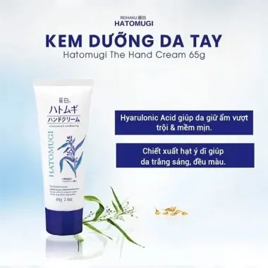 Kem dưỡng da tay Reihaku Hatomugi Hand Cream 65g Nhật Bản – Dưỡng ẩm mềm mịn