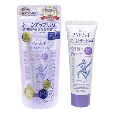 Kem chống nắng Hatomugi Tone Up UV Milky Gel SPF50+ PA++++ Nhật Bản – Nâng tông tự nhiên, bảo vệ da tối ưu 