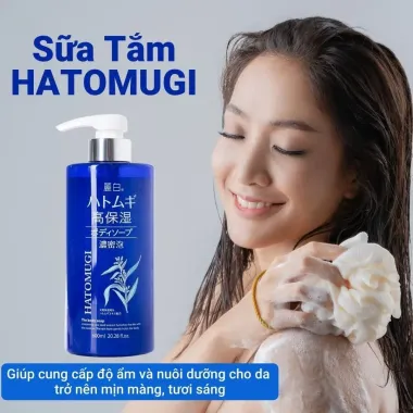 Sữa tắm trắng da Hatomugi Body Soap màu xanh 600ml / 800ml – Làm sạch dịu nhẹ, cấp ẩm mềm mịn chuẩn Nhật Bản