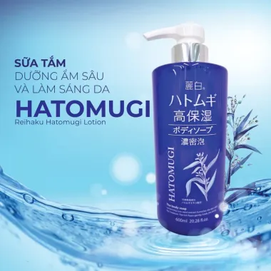 Sữa tắm trắng da Hatomugi Body Soap màu xanh 600ml / 800ml – Làm sạch dịu nhẹ, cấp ẩm mềm mịn chuẩn Nhật Bản