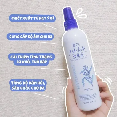 Xịt khoáng dưỡng da Hatomugi High Moisturizing Mist Lotion Nhật Bản 250ml – Cấp ẩm tức thì, làm dịu & dưỡng sáng da