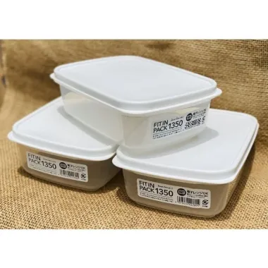 Hộp nhựa nắp dẻo Nhật Bản màu trắng 1350ml / 2200ml – An toàn, kín mùi & tiện lợi bảo quản thực phẩm