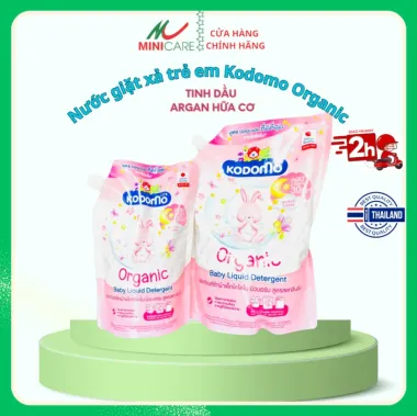Nước giặt quần áo trẻ em Kodomo Organic tinh dầu Argan 580ml – Giải pháp làm sạch hữu cơ, dưỡng vải mềm mại từ Thái Lan