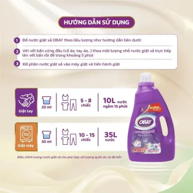 Nước giặt xả đậm đặc Obay Pro 9L hương Oải hương – Giải pháp giặt xả siêu tiết kiệm, sạch sâu và ngát hương từ Thái Lan