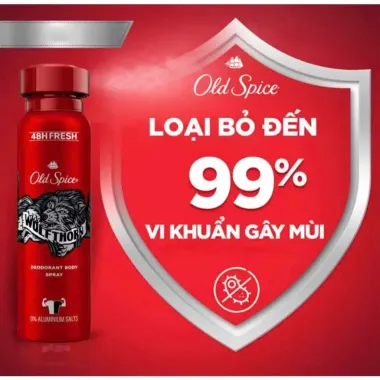 Xịt Khử Mùi Old Spice 150ml Dành Cho Nam - Khô ráo và thoáng mát suốt ngày dài
