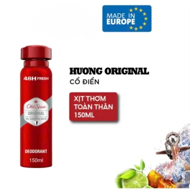Xịt Khử Mùi Old Spice 150ml Dành Cho Nam - Khô ráo và thoáng mát suốt ngày dài