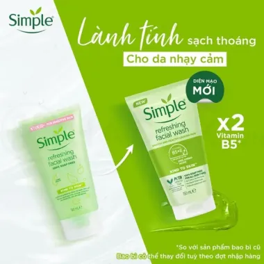Sữa rửa mặt dịu nhẹ Simple cho da nhạy cảm 150ml