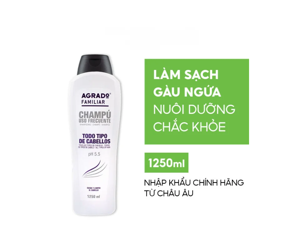 Dầu gội Agrado dành cho mọi loại tóc 1250ml - Tây Ban Nha
