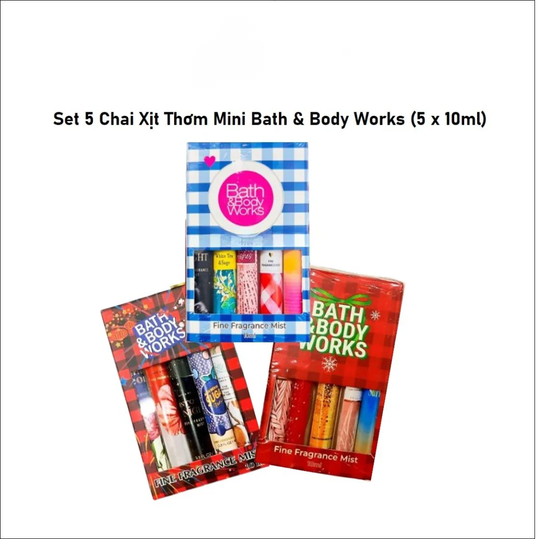 Set 5 chai xịt thơm Bath & Body Works mini 10ml – Trải nghiệm đa dạng hương thơm biểu tượng từ Mỹ