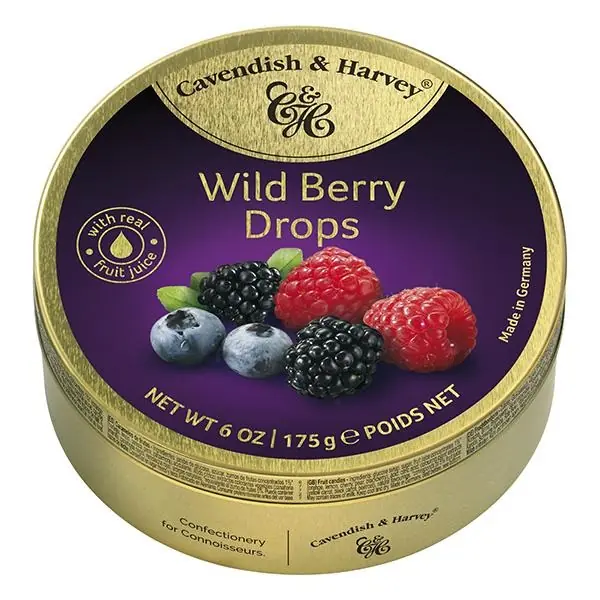 Kẹo dâu rừng cao cấp Cavendish & Harvey Wild Berry Drops 175g – Hương vị quả mọng đậm đà từ nước ép trái cây thật của Đức