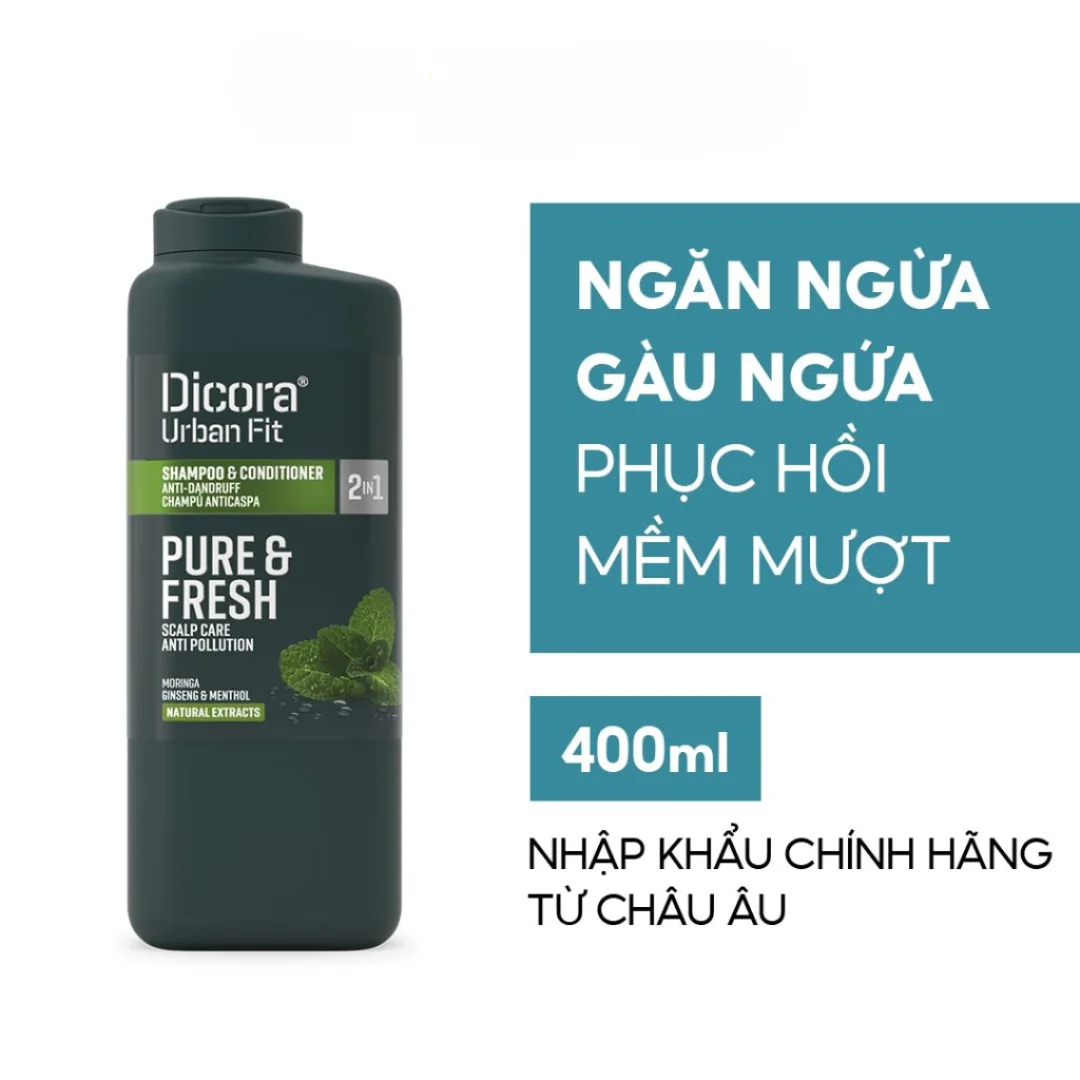 Dầu Gội Xả 2in1 Dicora Urban Fit Anti-Dandruff 400ml – Nhập khẩu Tây Ban Nha, sạch gàu & giảm ngứa cho nam
