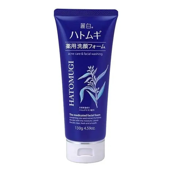 Sữa rửa mặt dưỡng ẩm, ngừa mụn Hatomugi Acne Care & Facial Washing 130g (Màu xanh) – Kháng viêm, sạch sâu & giảm mụn