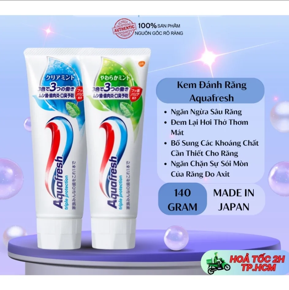 Kem đánh răng Aquafresh Triple Protection 140g - hàng Nhật Bản