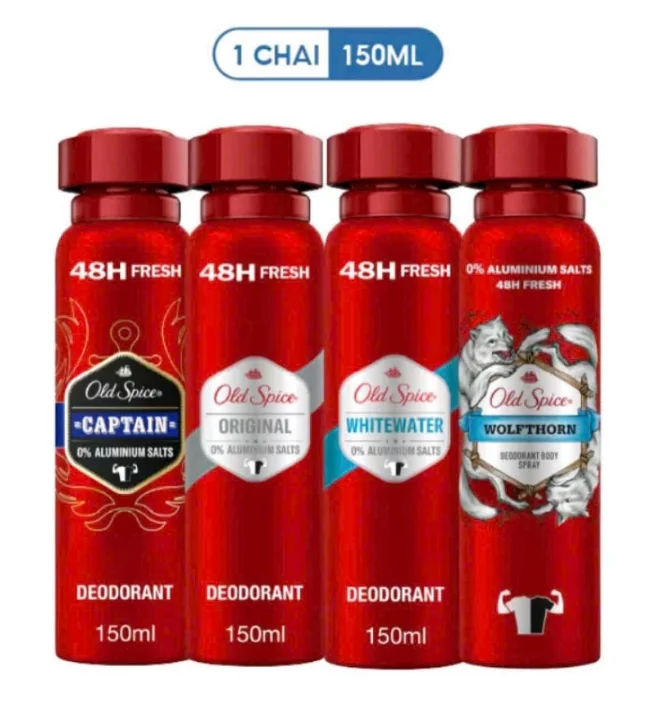 Xịt Khử Mùi Old Spice 150ml Dành Cho Nam - Khô ráo và thoáng mát suốt ngày dài
