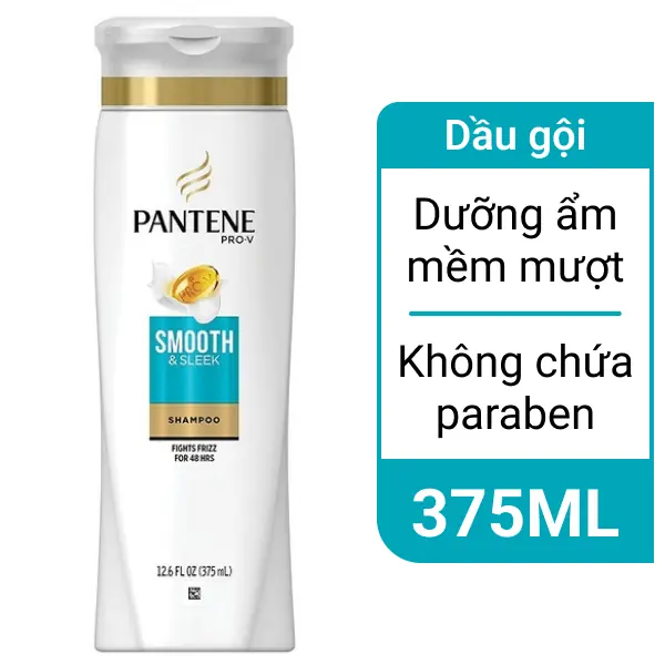Dầu Gội Pantene Pro-V Smooth & Sleek 375ml/700ml – Dầu gội nhập khẩu Mỹ giúp tóc suôn mượt, óng ả
