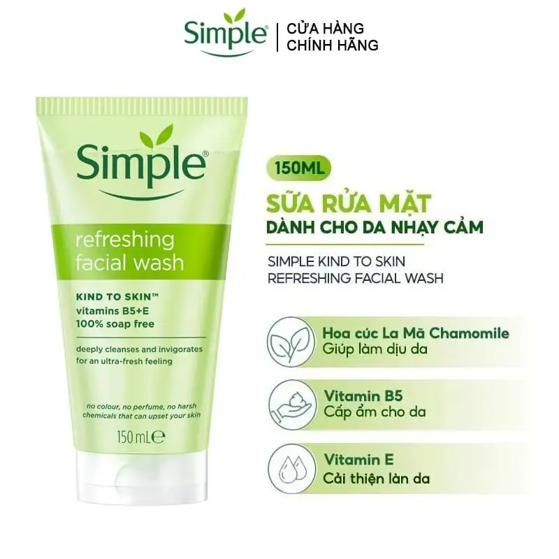 Sữa rửa mặt dịu nhẹ Simple cho da nhạy cảm 150ml
