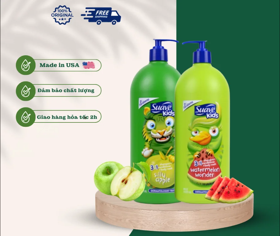 Dầu tắm gội 3in1 Suave Kids 1.18L