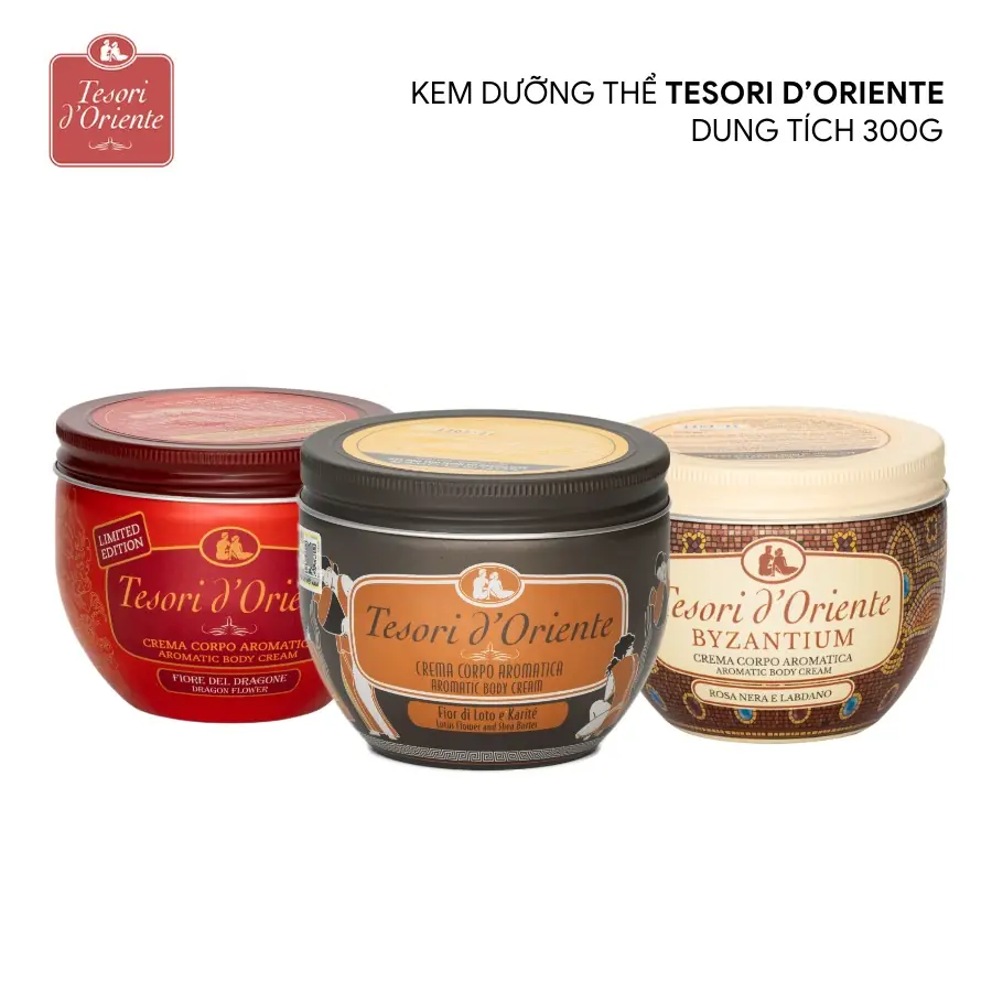 Kem dưỡng thể nước hoa Tesori d'Oriente 300ml – Liệu pháp spa dưỡng da mềm mịn, ngát hương từ Ý